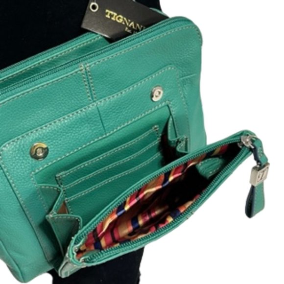 TIGNANELLO Green Leather Crossbody Bag NWT - Picture 12 of 15